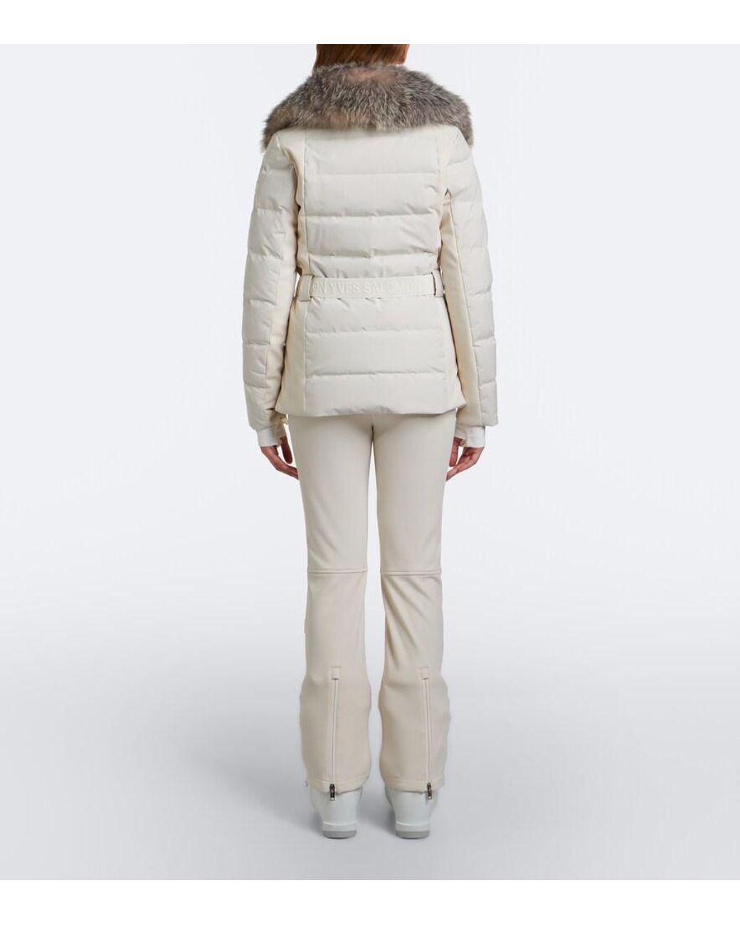 Yves Salomon Natural Belted Shearling-Trimmed Down Ski Jacket