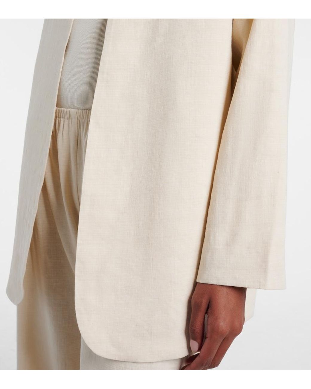 Leset White Belle Linen-Blend Jacket