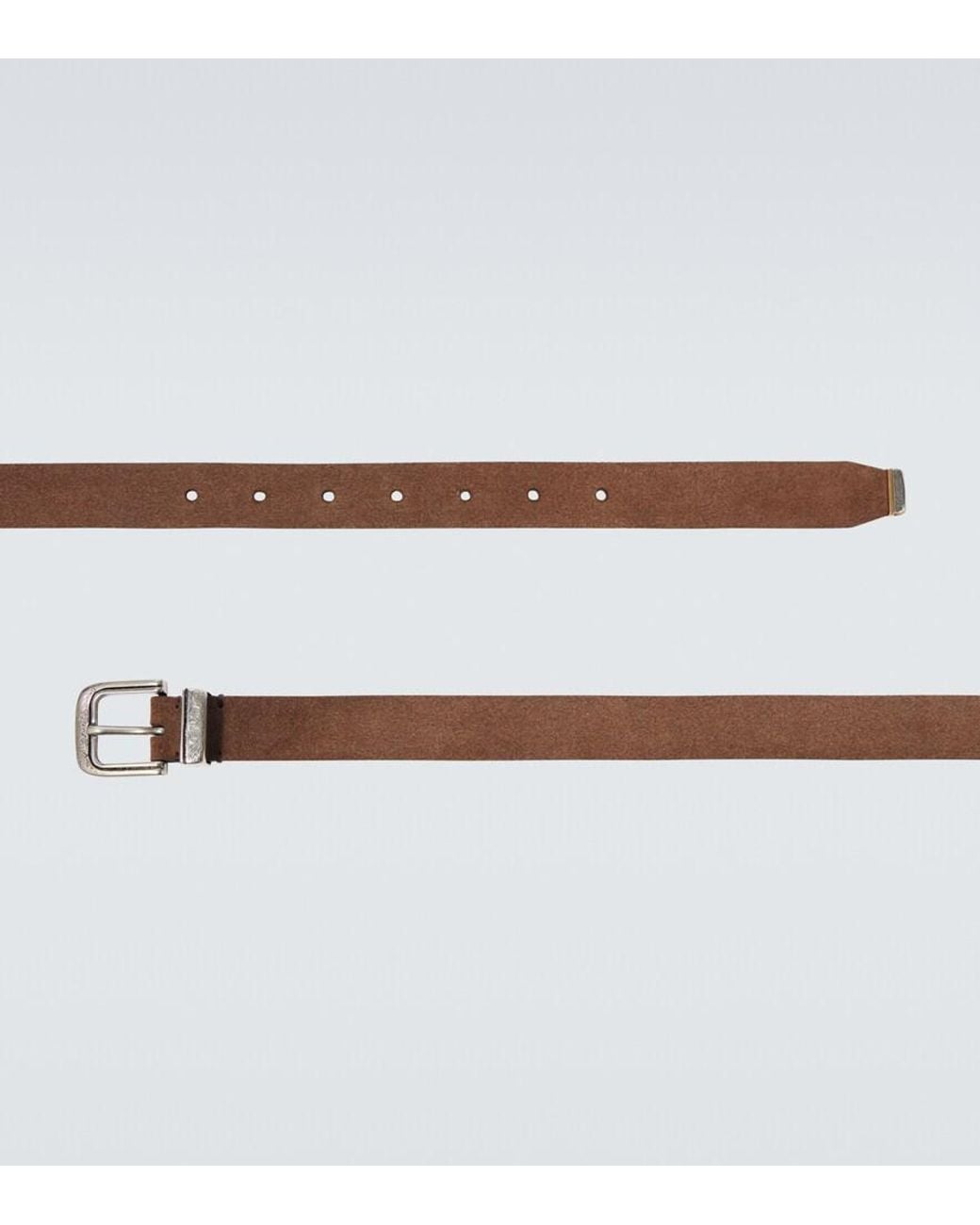 Brunello Cucinelli Brown Suede Belt for men