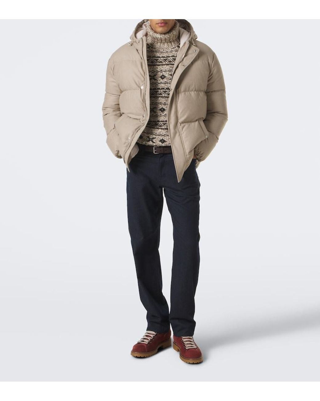 Eleventy Natural Wool, Silk, And Cashmere Puffer Jacket for men