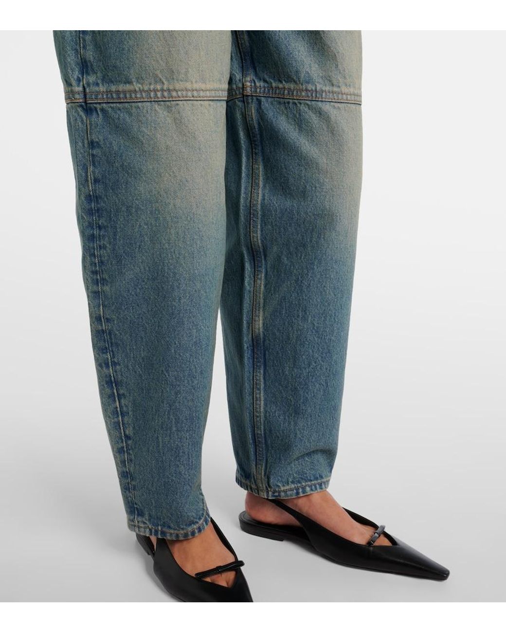 Ganni Blue Stary Barrel-Leg Jeans