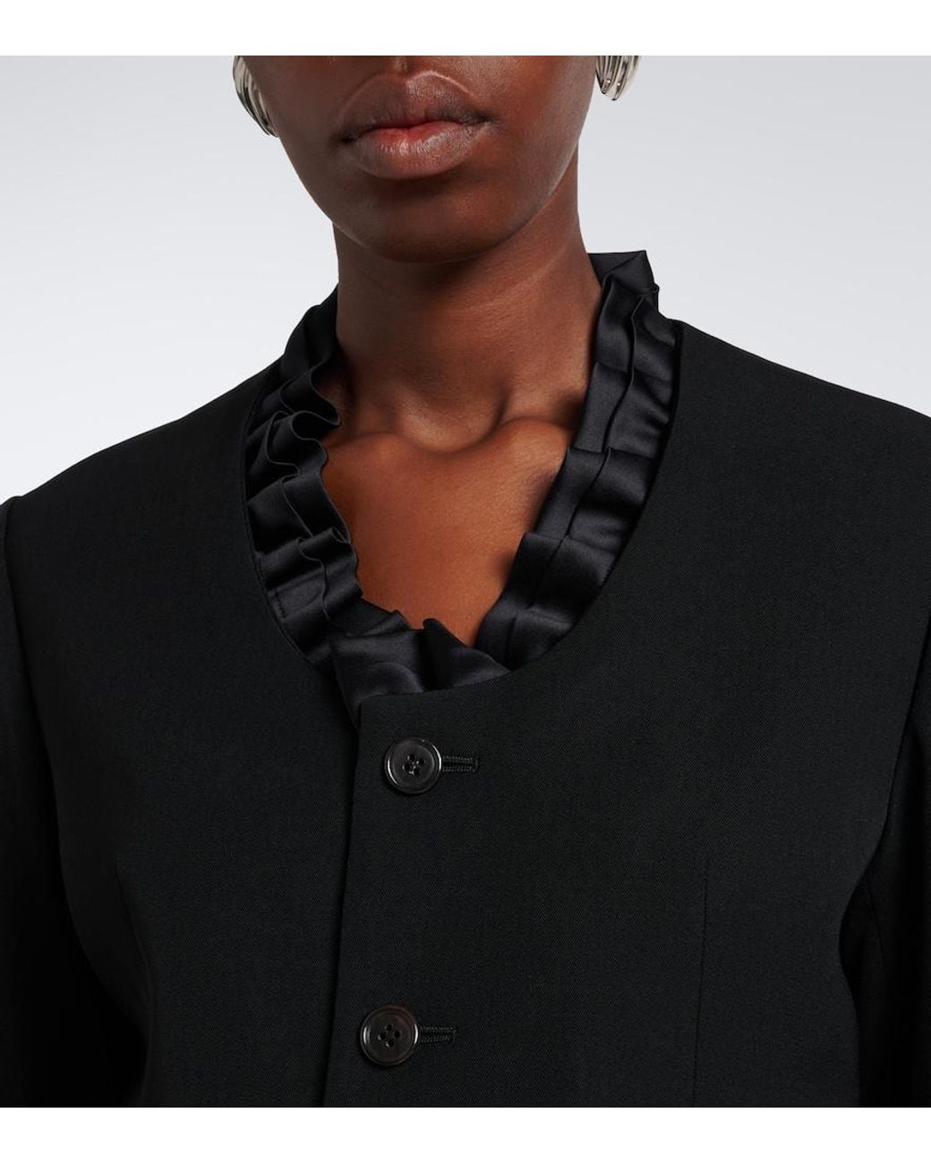 Noir Kei Ninomiya Black Ruffled Peplum Wool Jacket