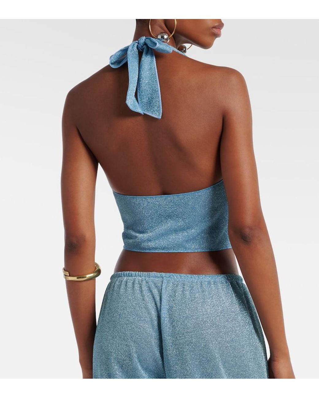 Oseree Blue Lumiere Halterneck Top