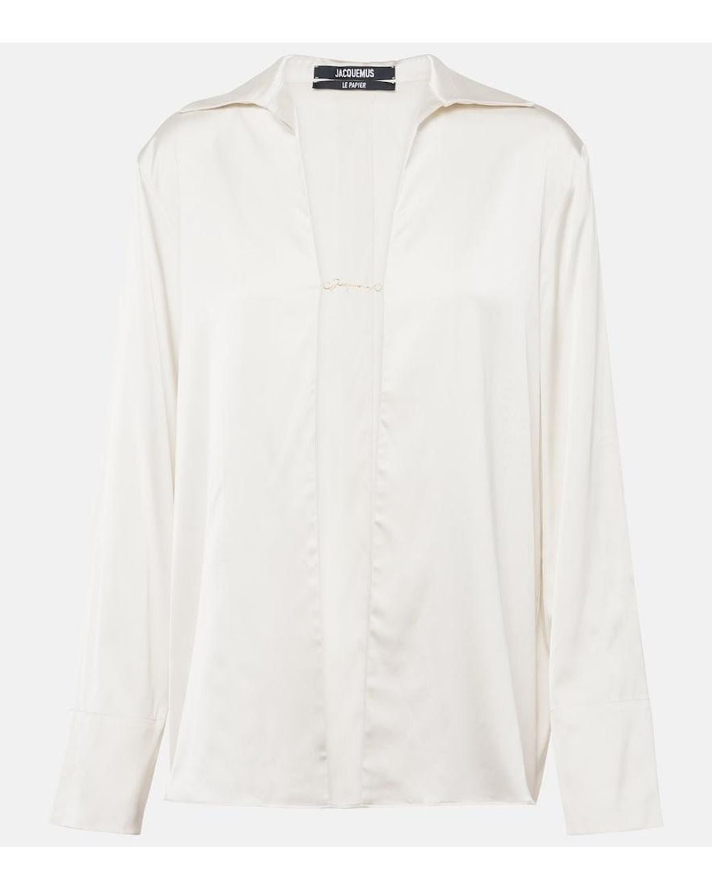 Jacquemus White La Chemise Notte Satin Top