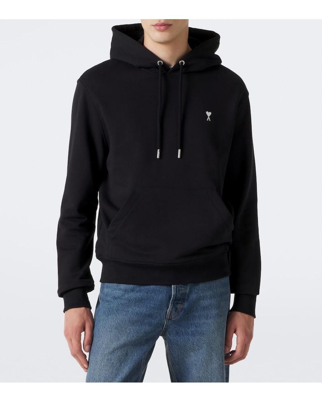 AMI Blue Ami De Cour Cotton Jersey Hoodie for men