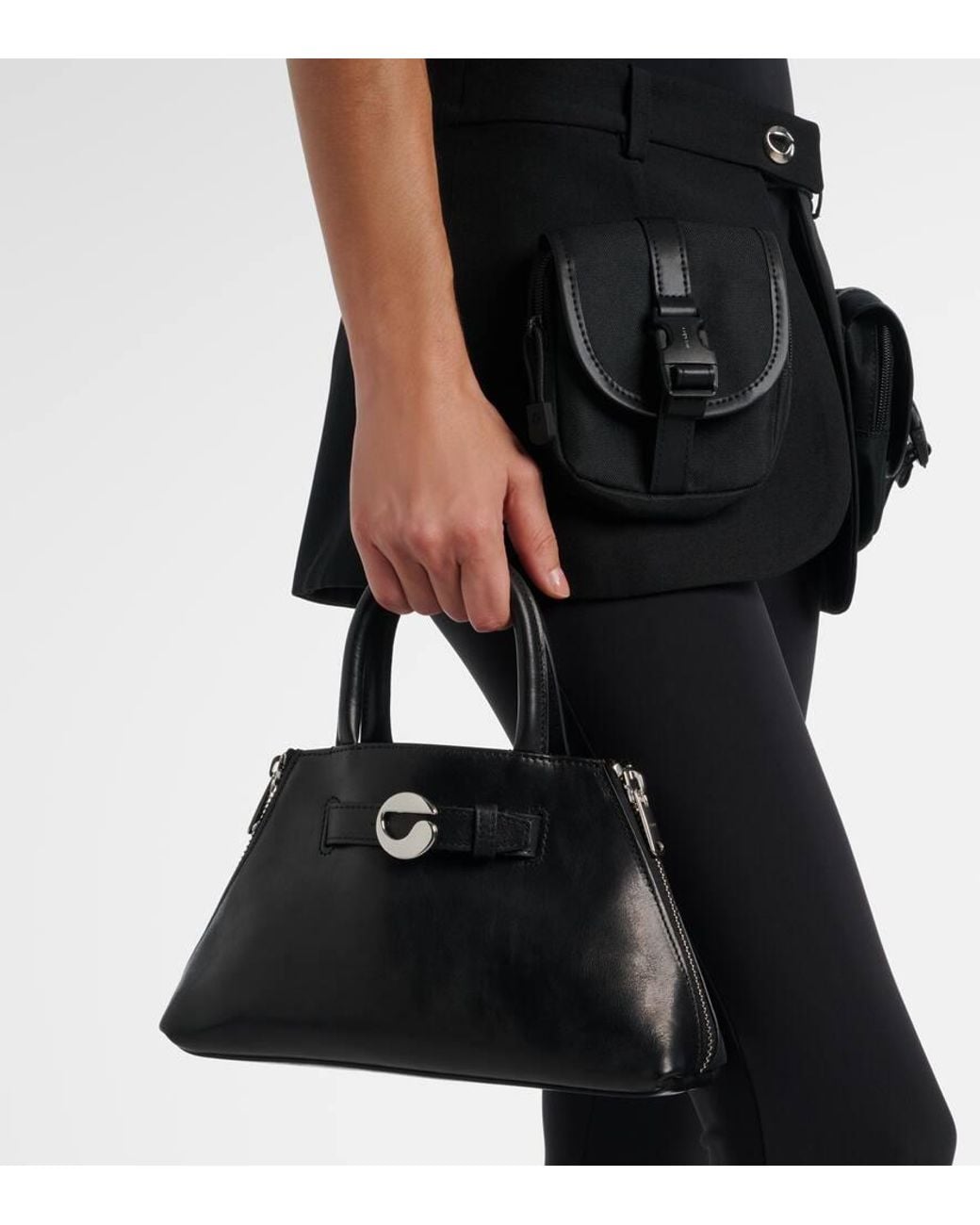 Coperni Black Data Mini Leather Tote Bag
