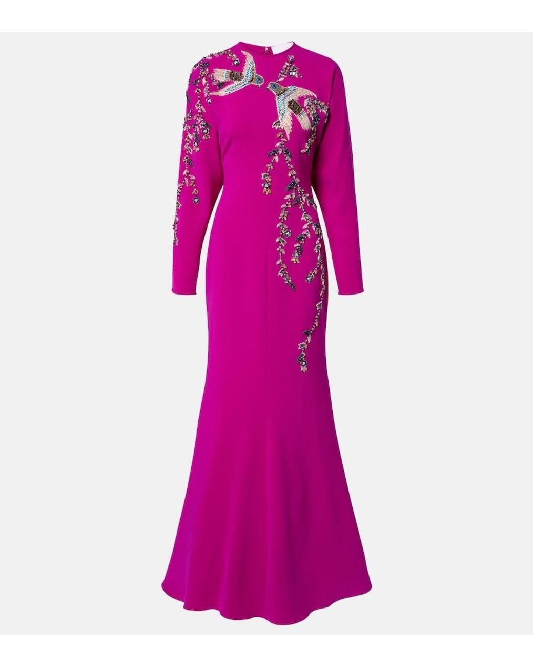Costarellos Purple Marla Crystal-Embellished Crepe Gown