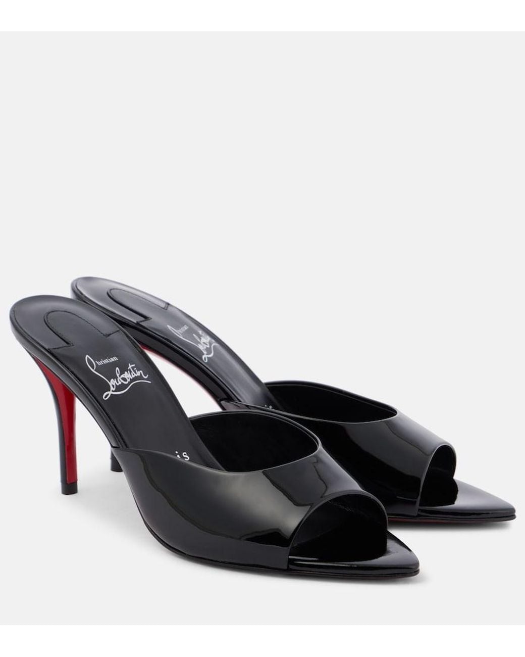 Christian Louboutin Black Miss Z 80 Patent Leather Mules
