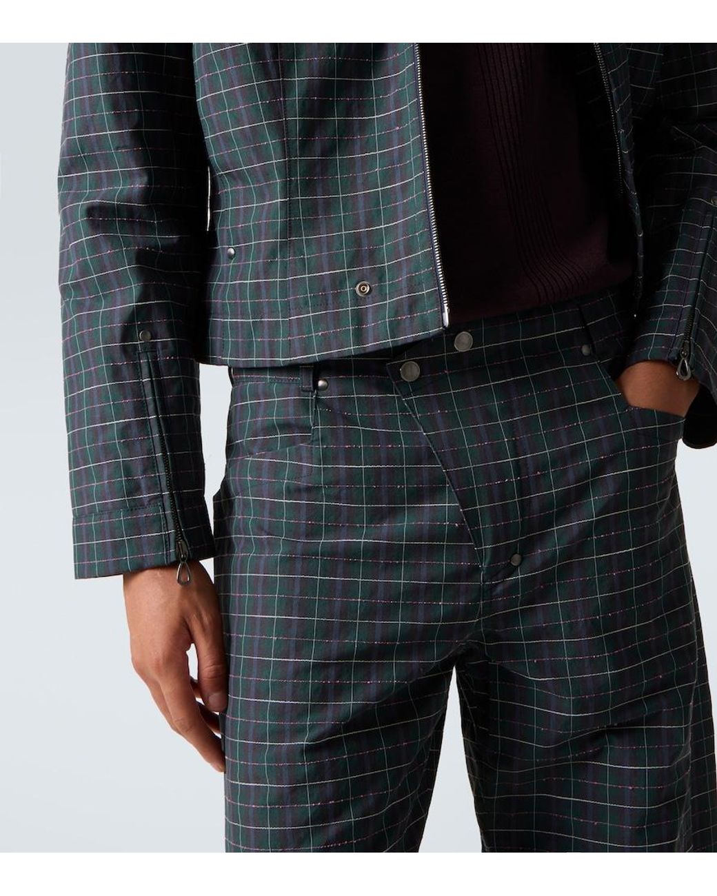 Kiko Kostadinov Blue Kraner Checked Cotton-Blend Wide-Leg Pants for men