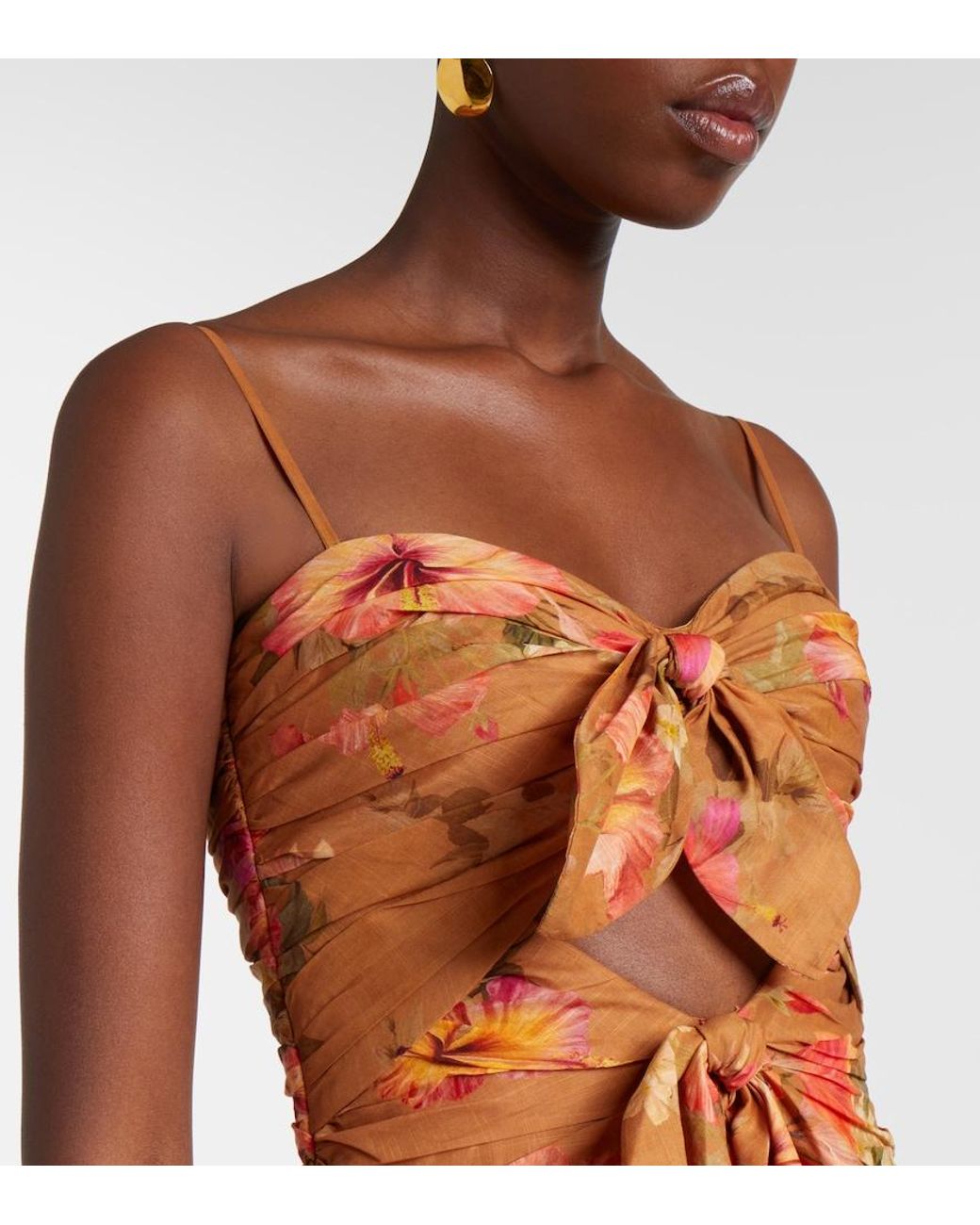 Zimmermann Orange Mahon Floral Silk Maxi Dress