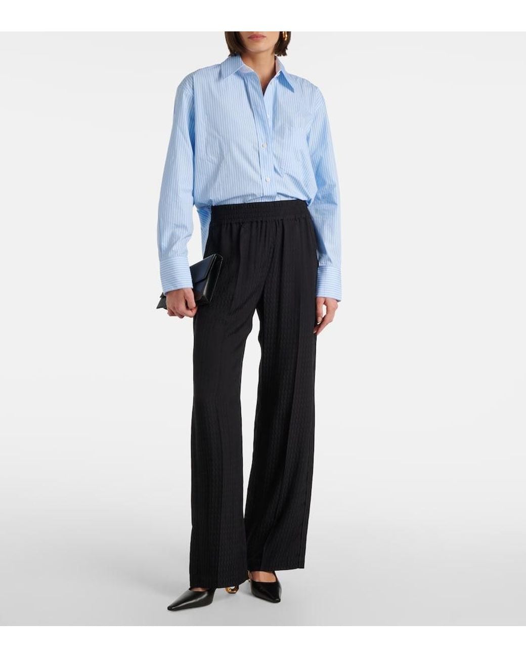 Victoria Beckham Black Gathered Pajama Pants