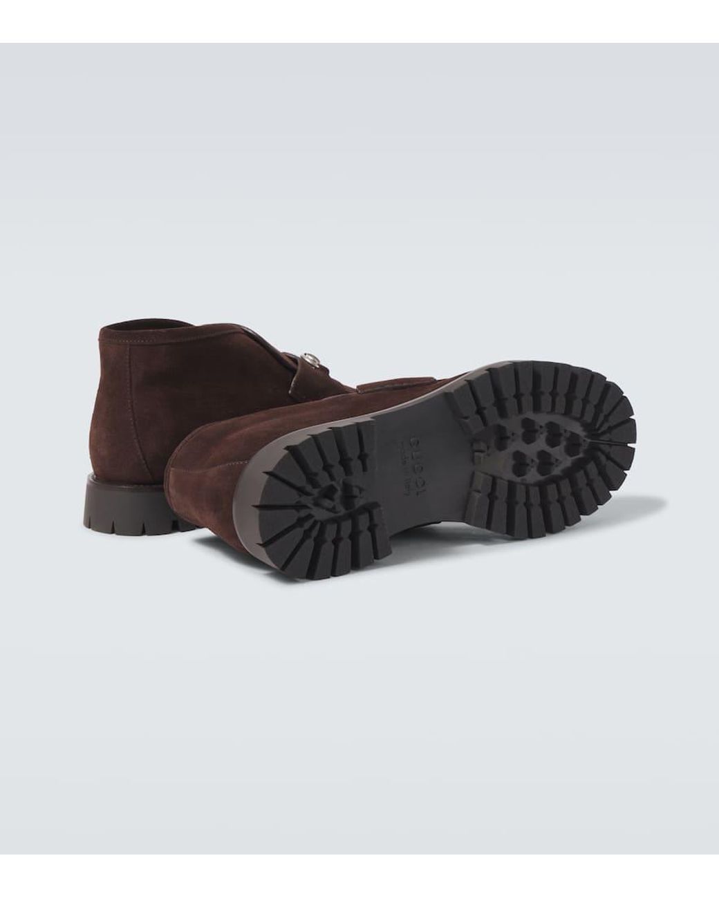 Gucci Horsebit Suede Desert Boots in Brown for Men Lyst