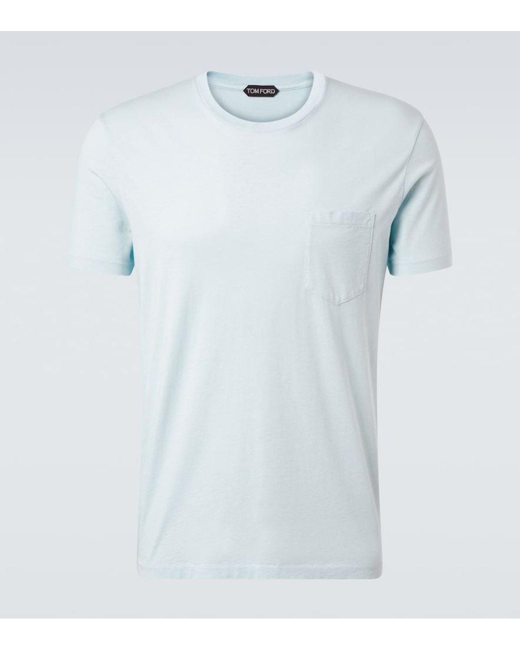 Tom Ford Blue Cotton And Silk Jersey T-Shirt for men