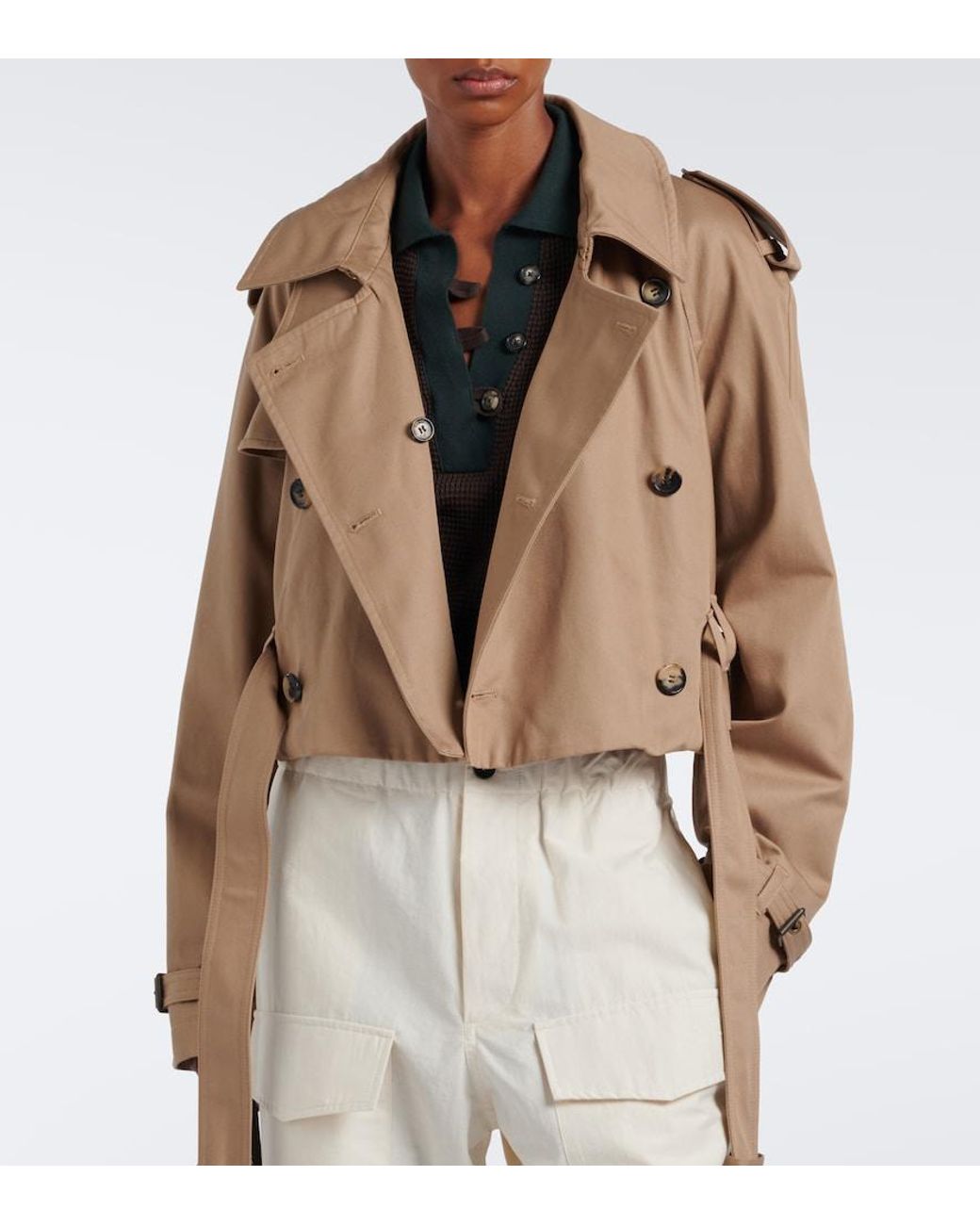 J.W. Anderson Natural Cropped Cotton Trench Coat