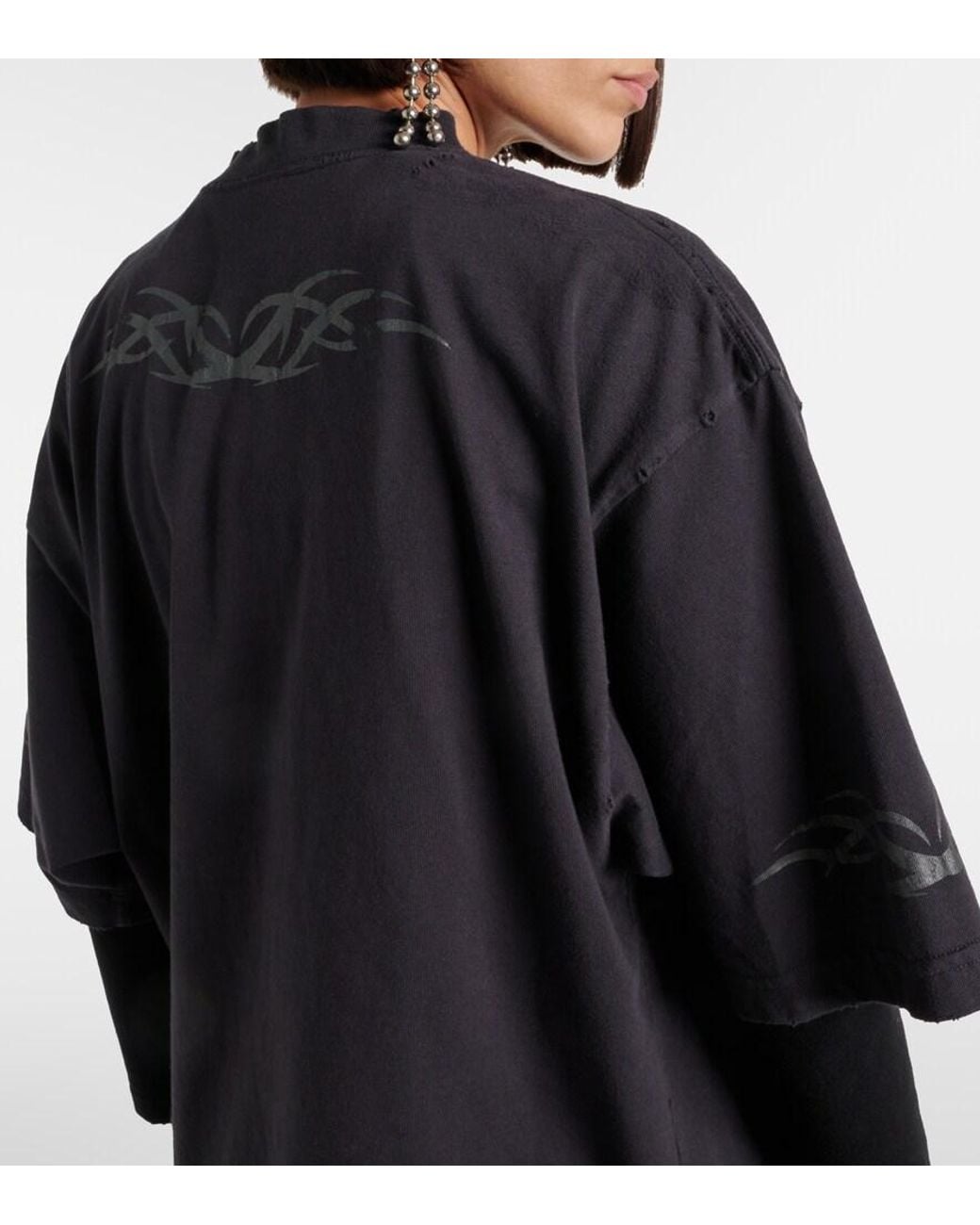 Balenciaga Black Medium Fit Printed Logo T-Shirt Clothing