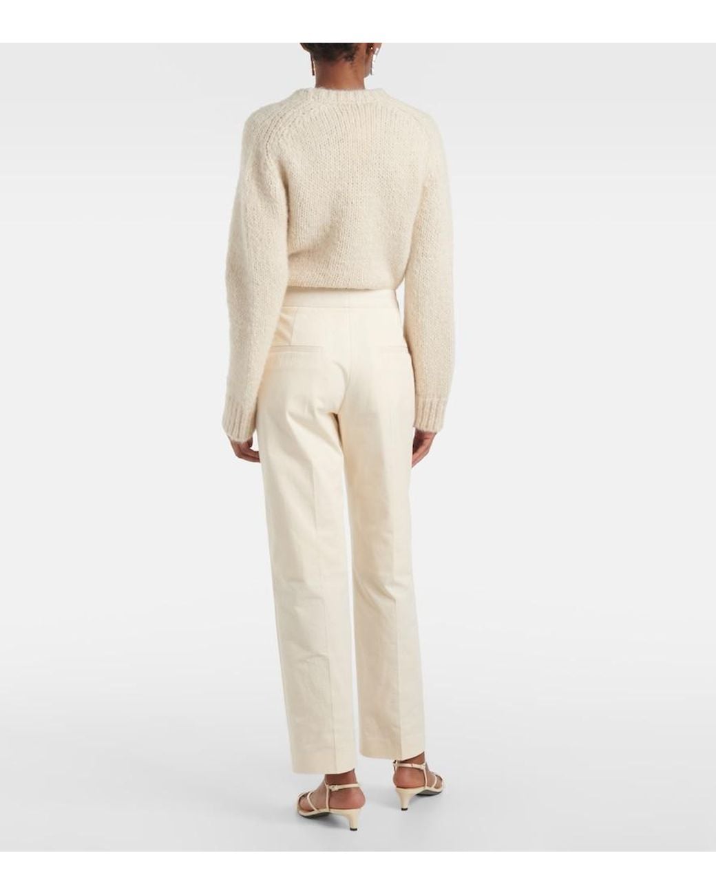 Jil Sander Natural Cropped Cotton Straight Pants