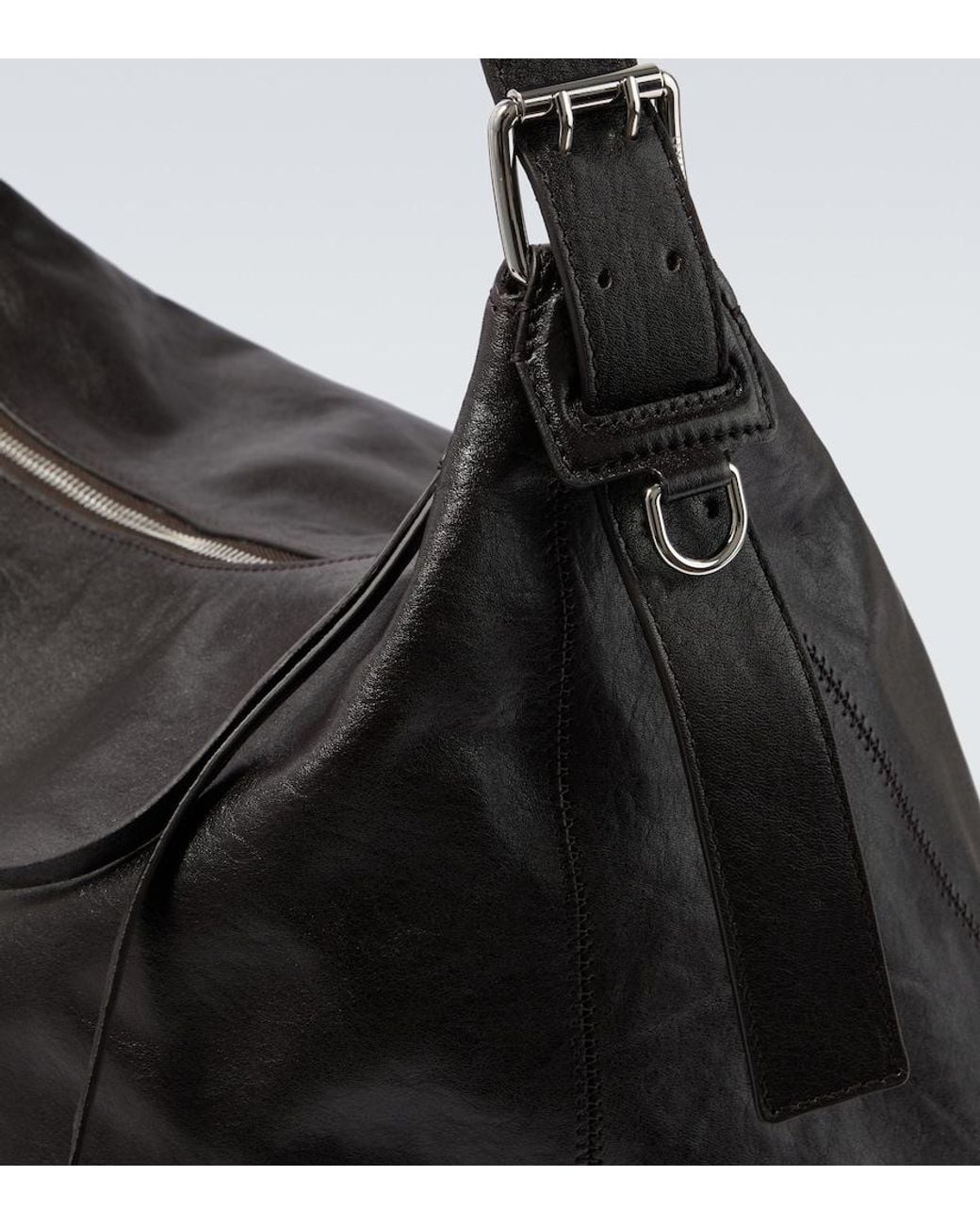Lemaire Black Belted Leather Shoulder Bag for men