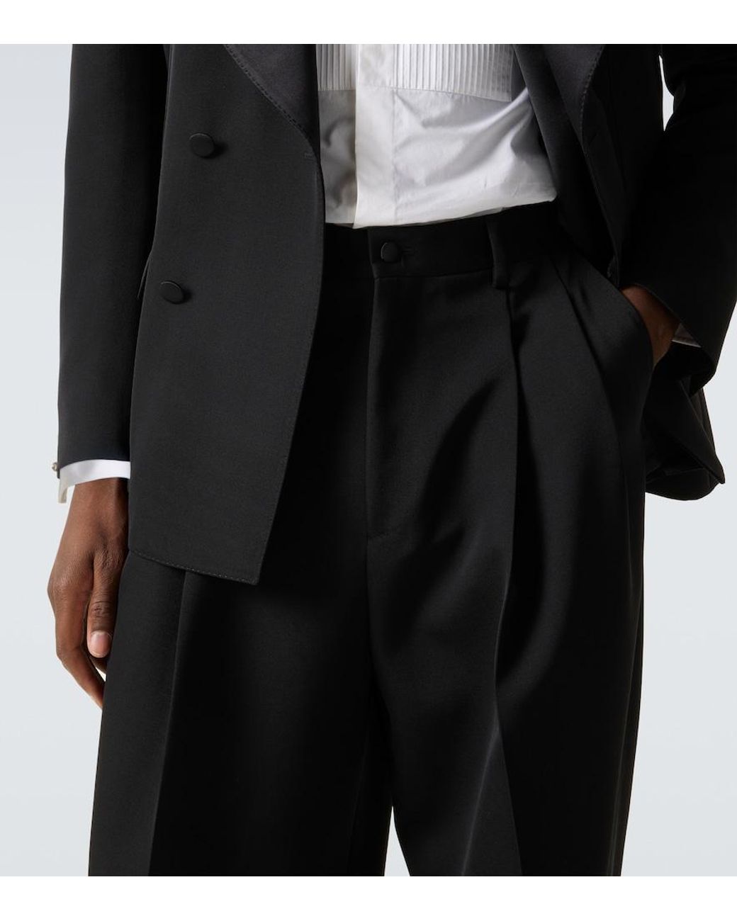 Dolce & Gabbana Black Wool And Silk-Blend Gabardine Suit Pants for men