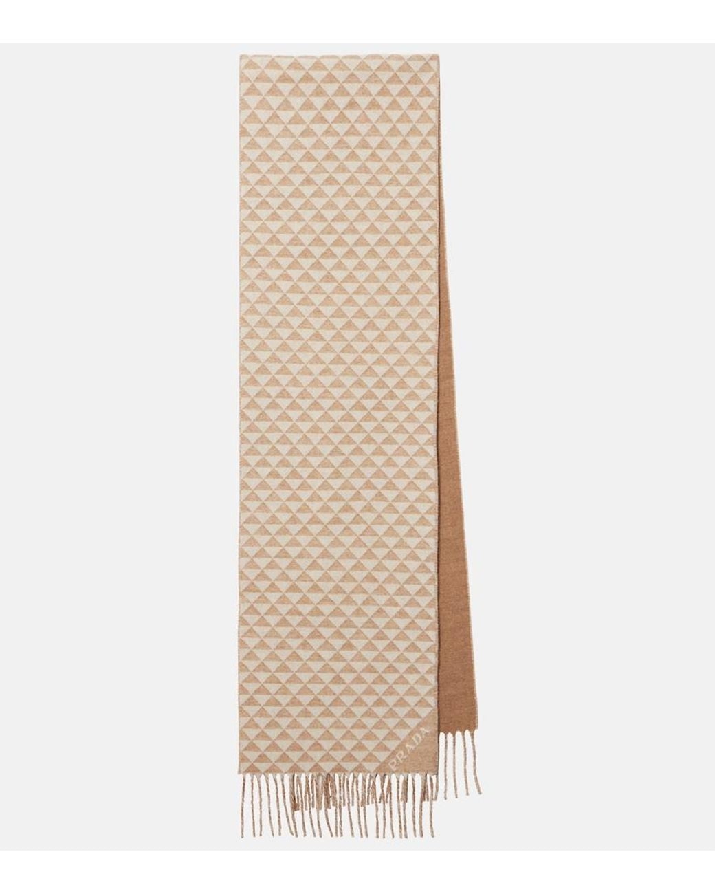 Prada Natural Symbole Wool And Cashmere Scarf
