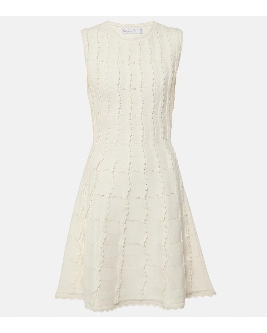 Oscar de la Renta White Knitted Minidress