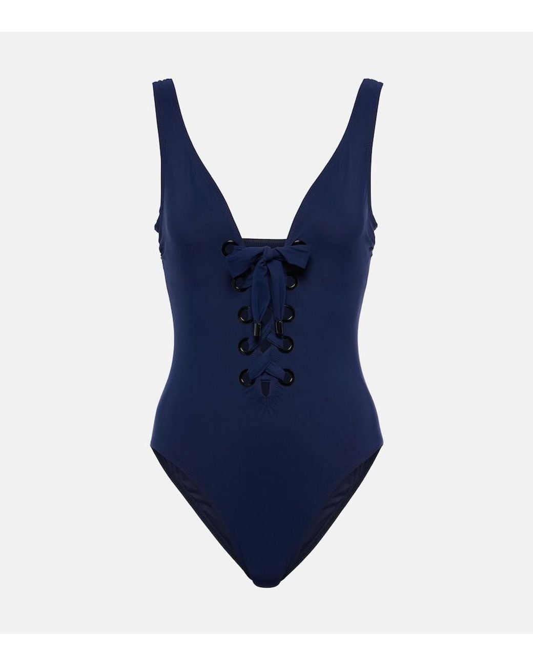 Karla Colletto Blue Lucy Lace-Up Swimsuit