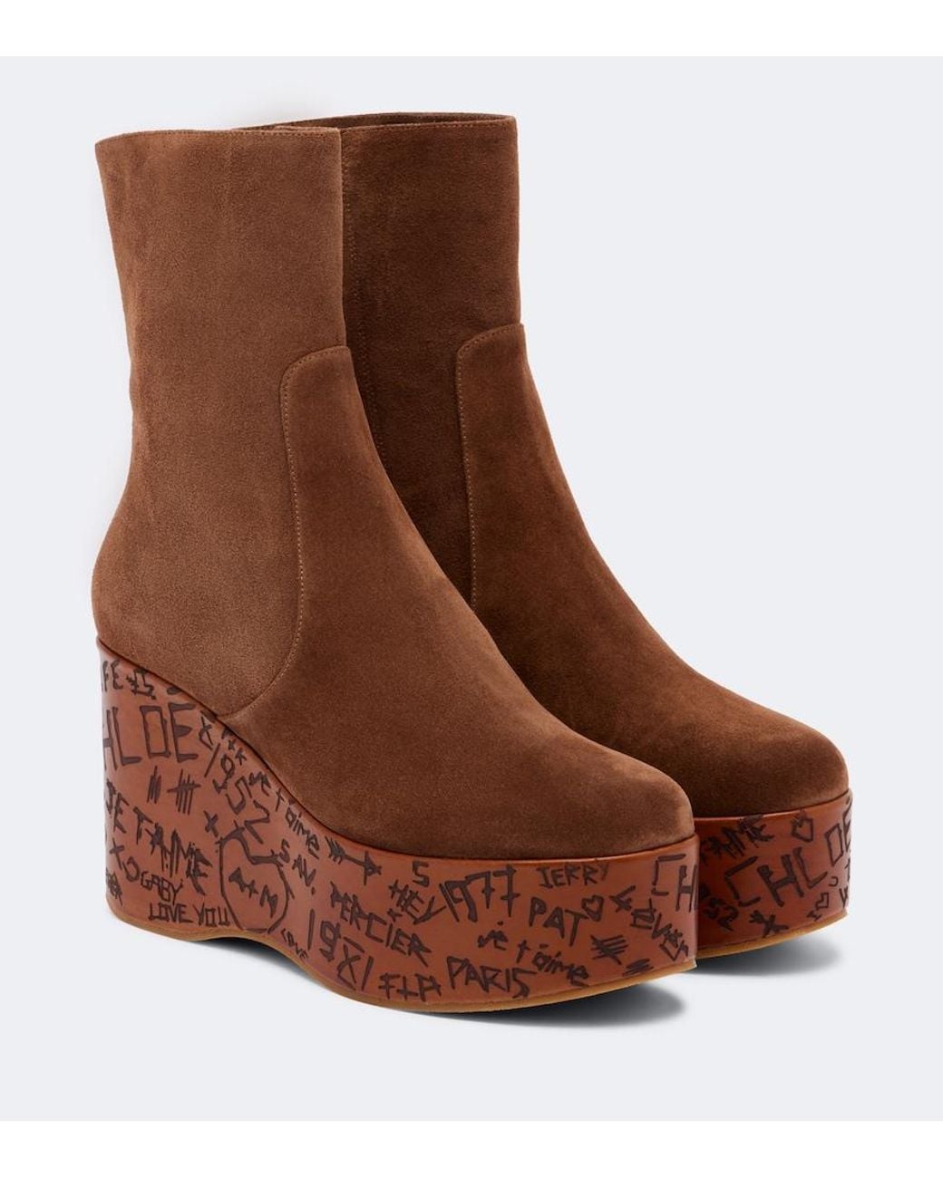 Chloé Brown Maxime Suede Mid-Calf Boots