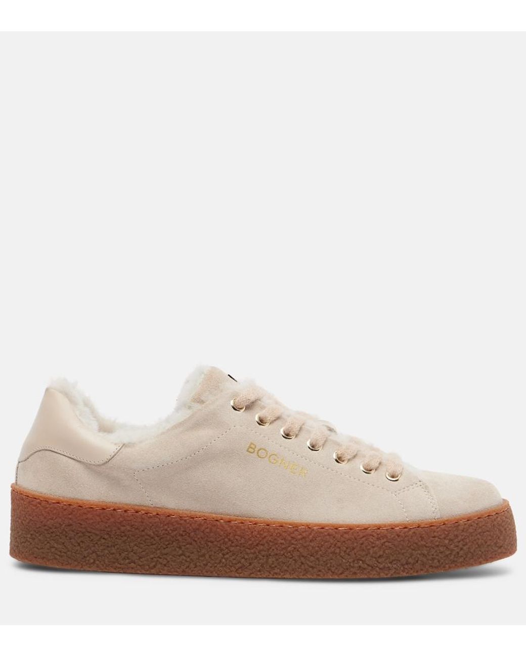 Bogner Natural Lucerne Shearling-Lined Suede Sneakers