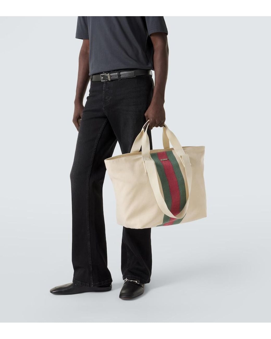 Gucci White Positano Medium Canvas Tote Bag for men
