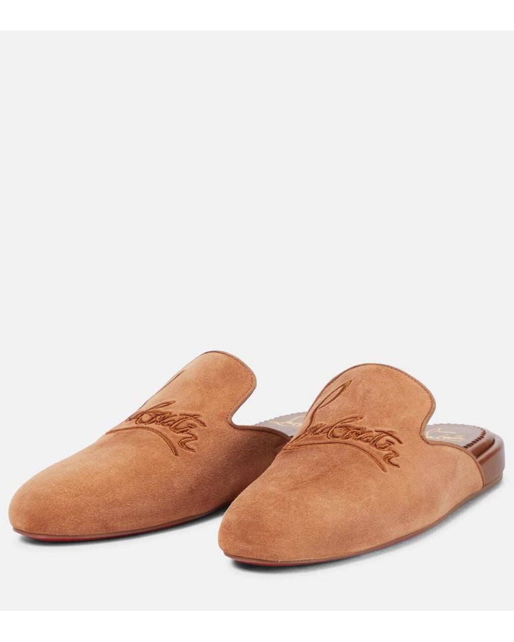 Christian Louboutin Brown Coolito Donna Suede Slippers
