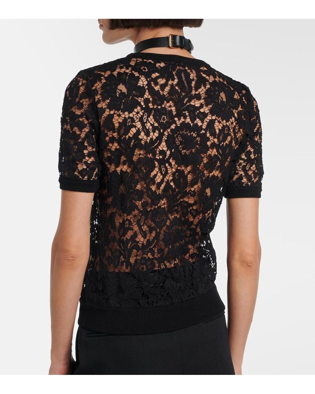 Valentino Garavani Black Floral Lace Top