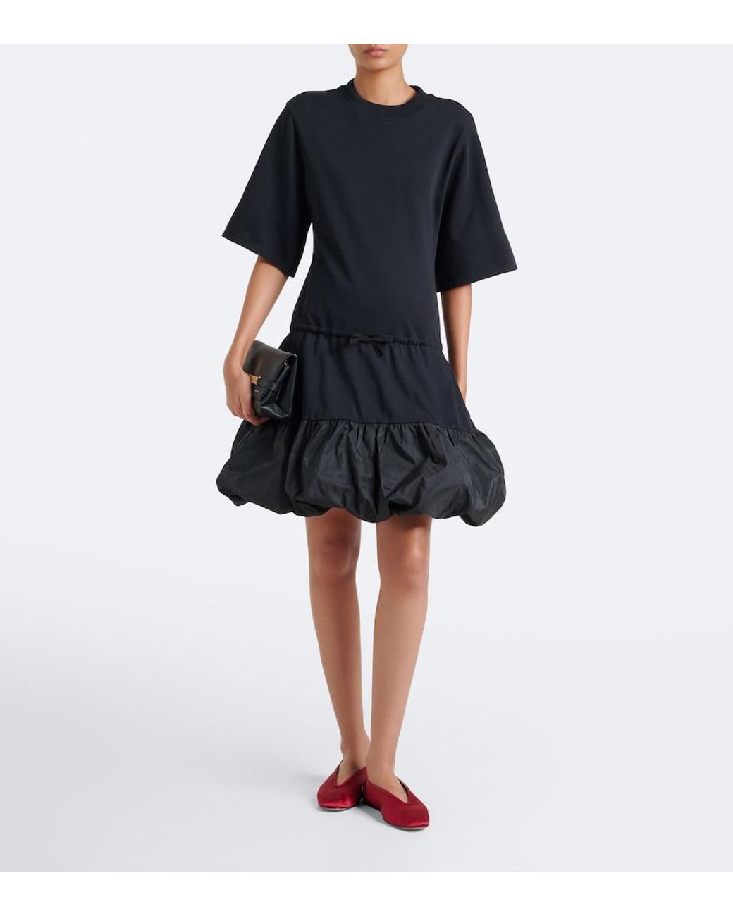 Patou Black Faille-Trimmed Cotton Minidress