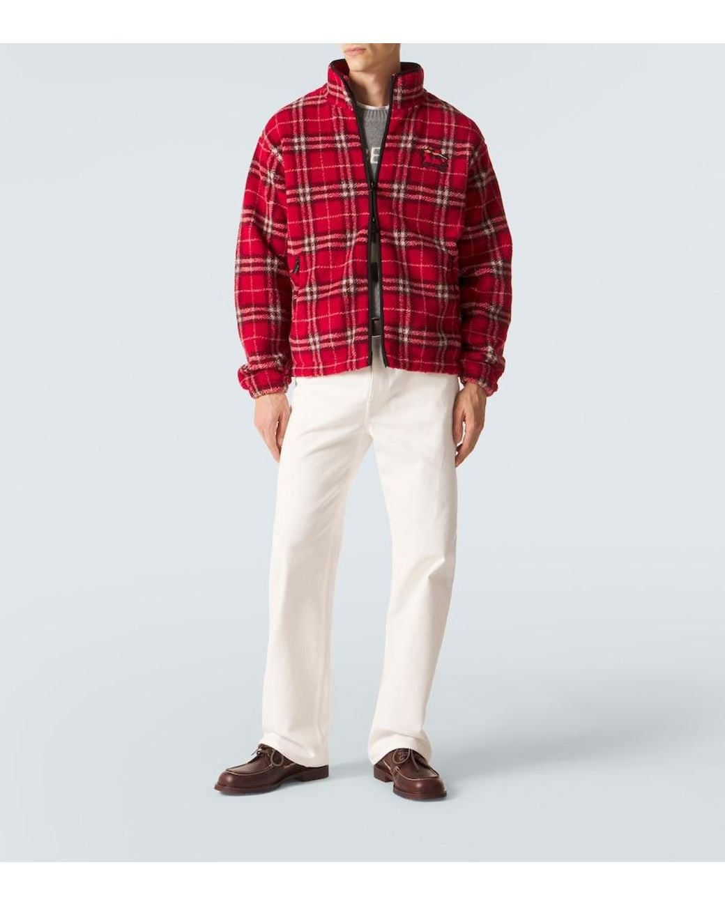 Burberry Red Check Wool-Blend Jacket for men