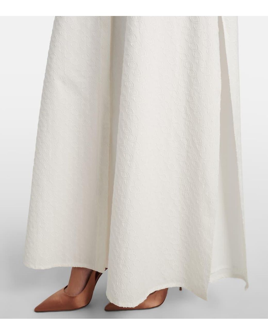 Oscar de la Renta White Belted Cotton Poplin Shirt Dress