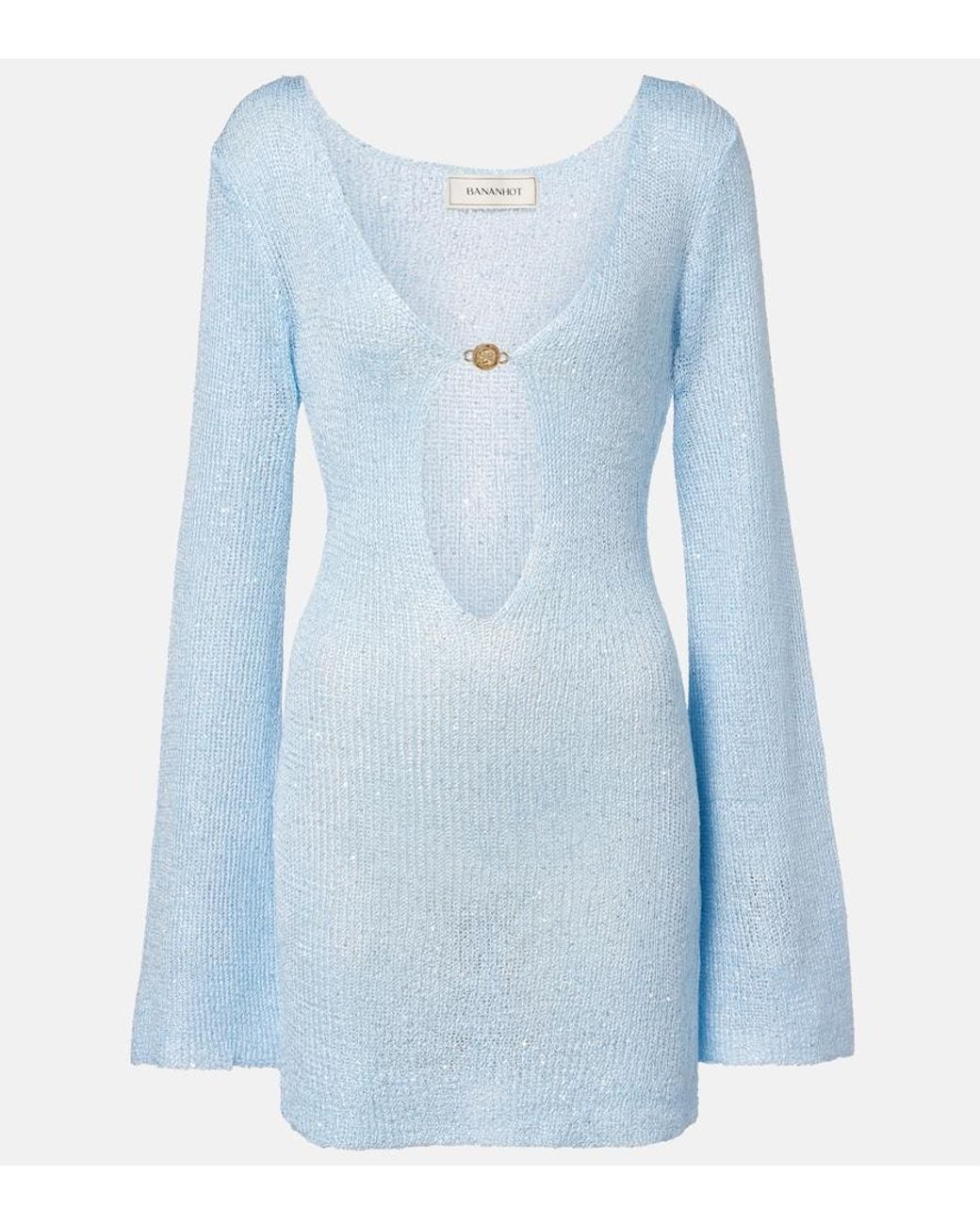 Bananhot Blue Rey Sequined Knitted Minidress