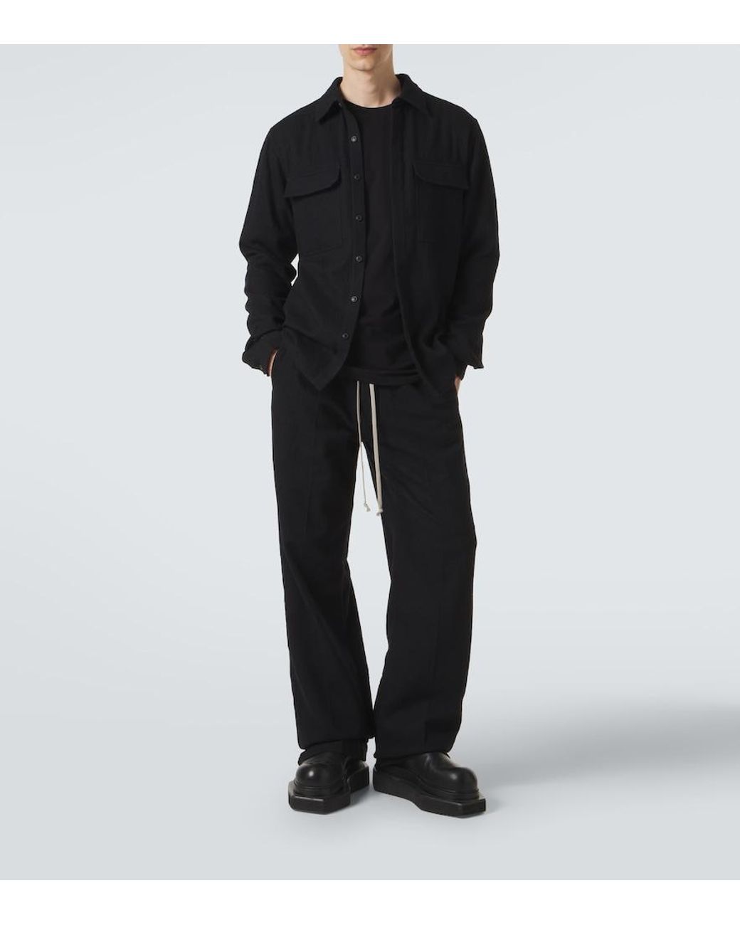 Rick Owens Blue Dietrich Cotton And Wool Wide-Leg Pants for men