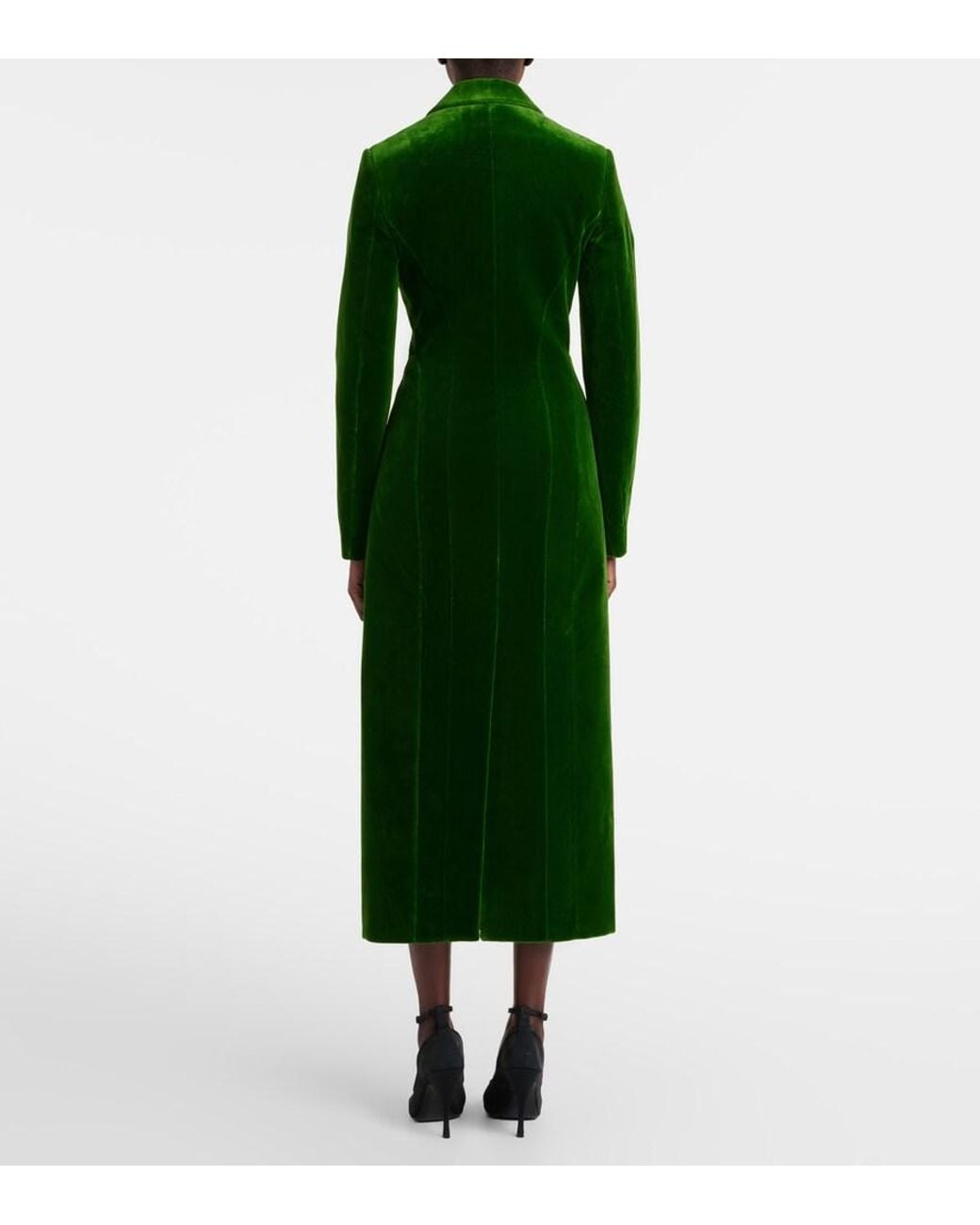 Alaïa Green Double-Breasted Cotton Velvet Coat
