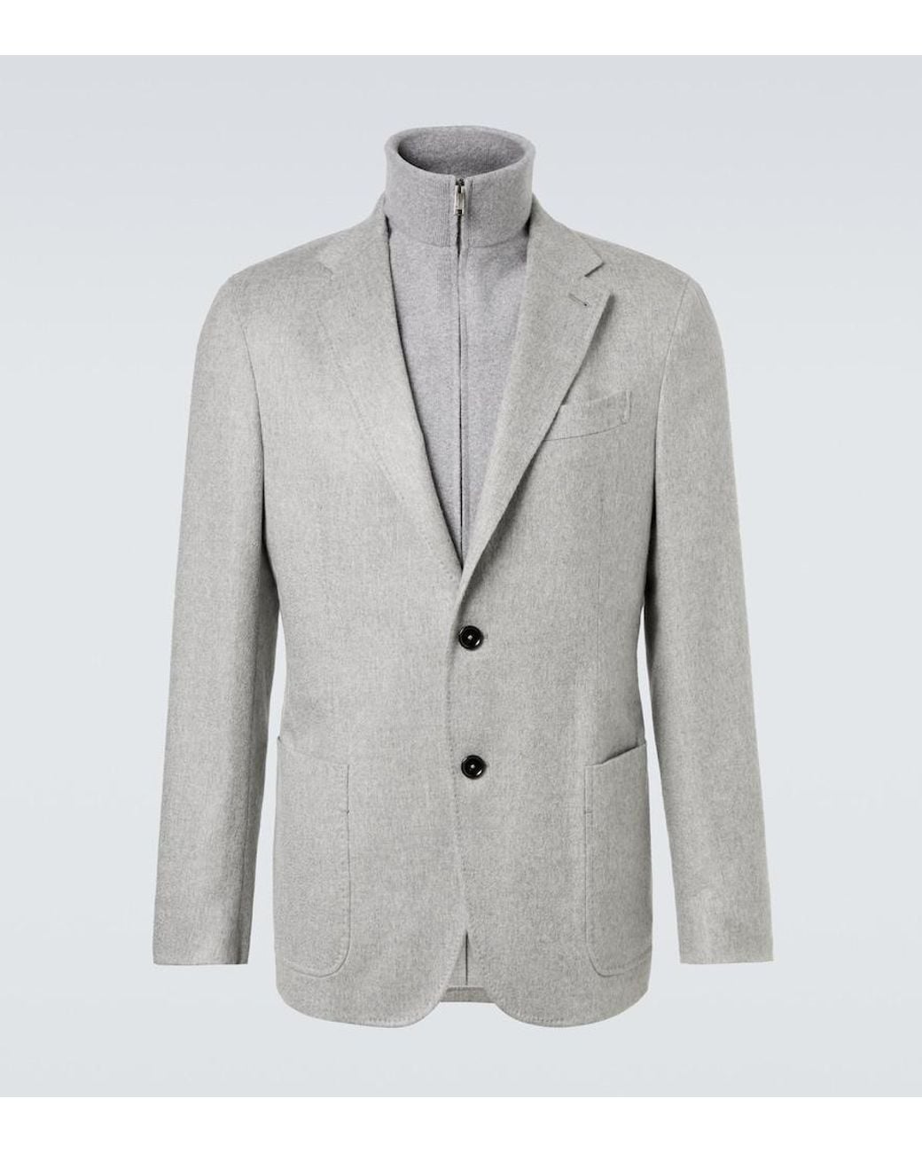 Zegna Gray Layered Cashmere Blazer for men