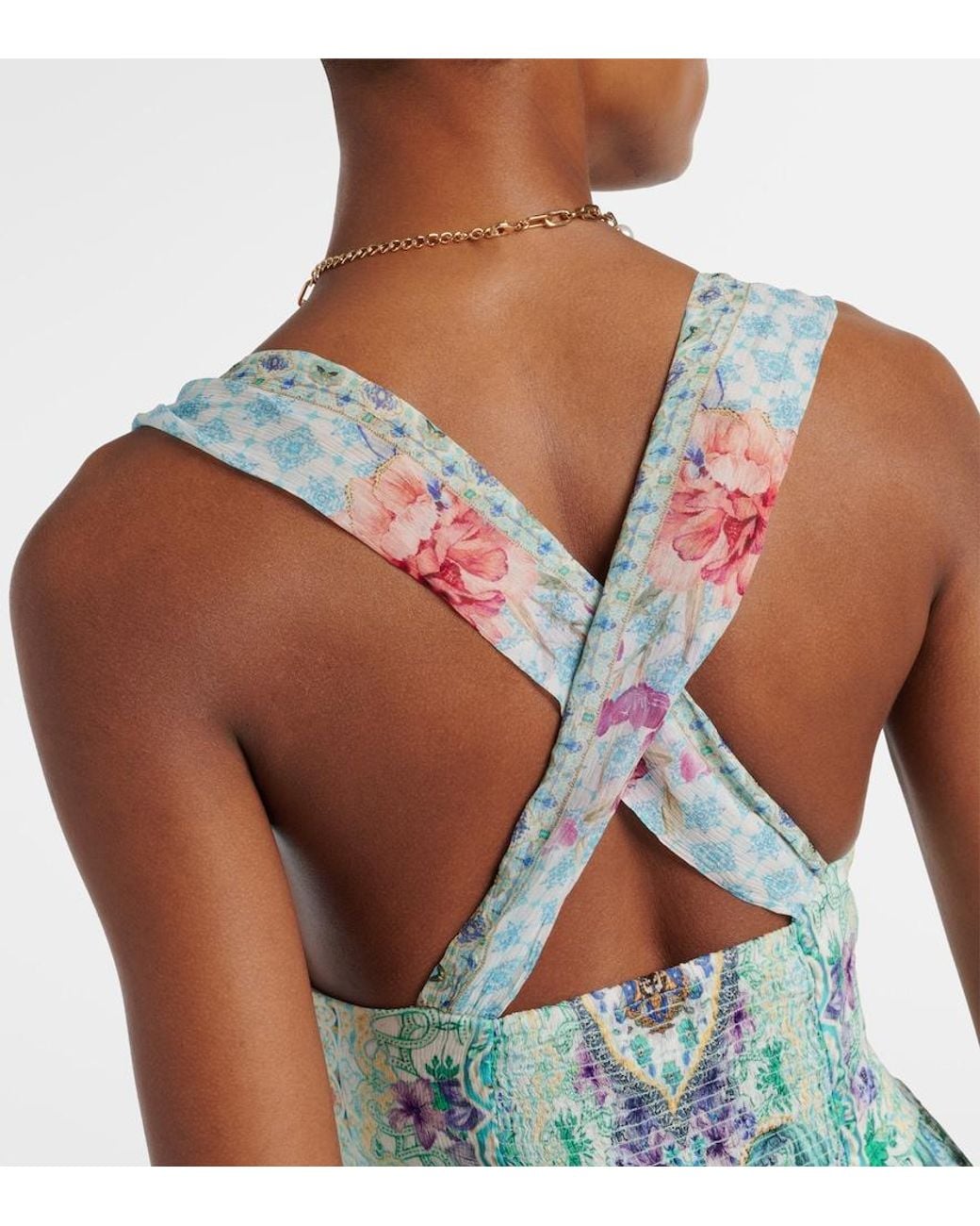 Camilla Blue Crystal-Embellished Silk Maxi Dress