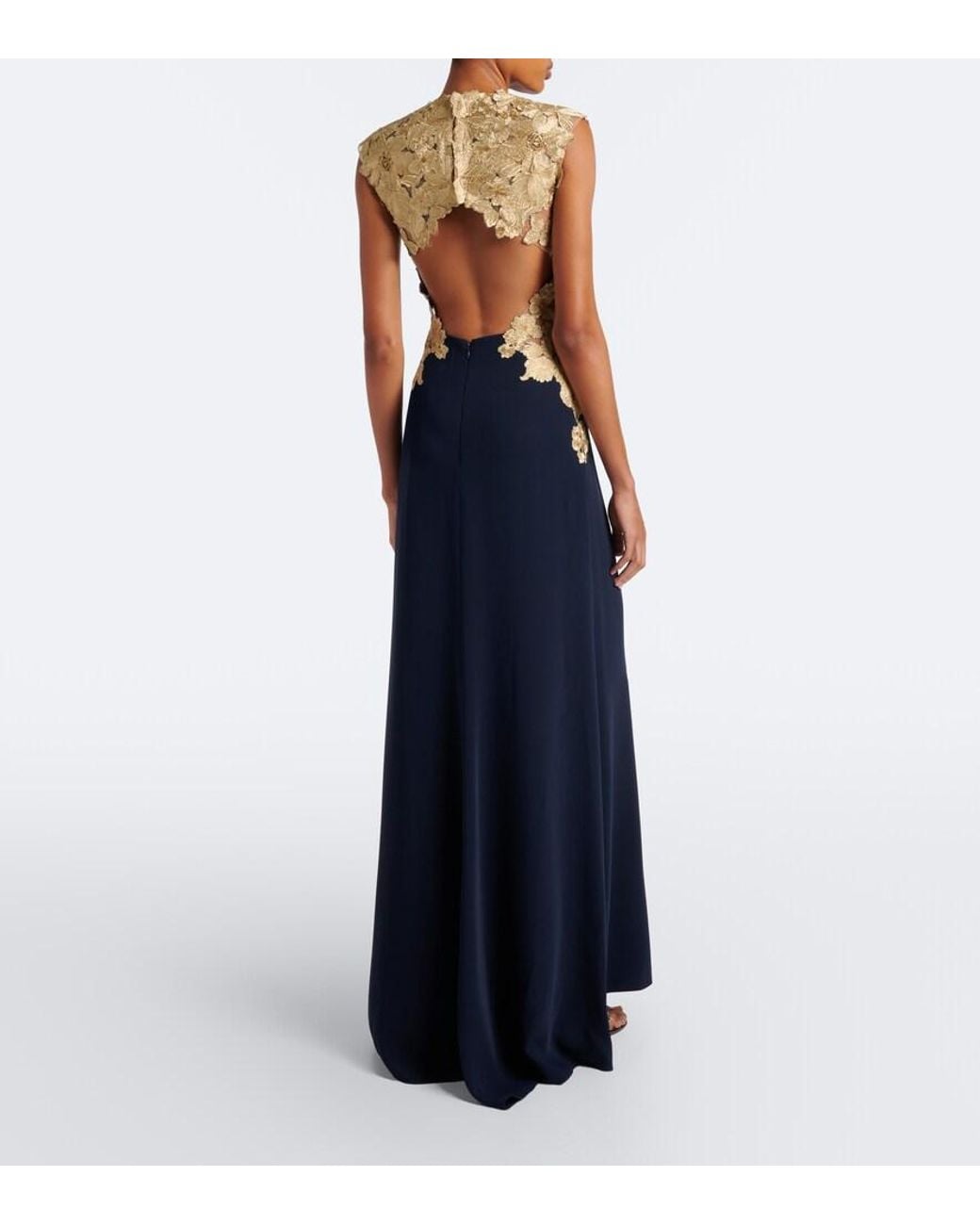 Costarellos Blue Embroidered Gown