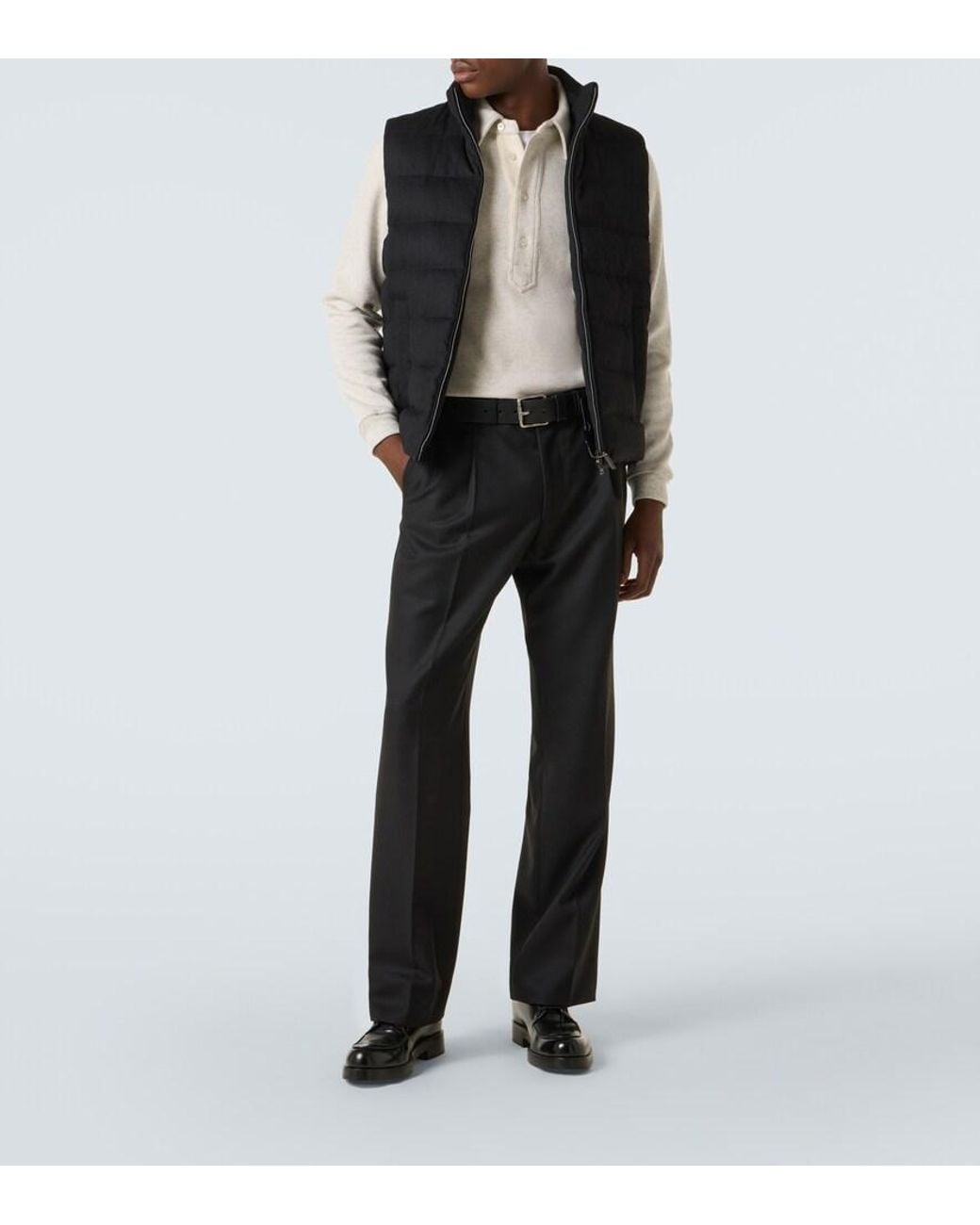 Herno Black Down-Paneled Silk And Cashmere Vest for men