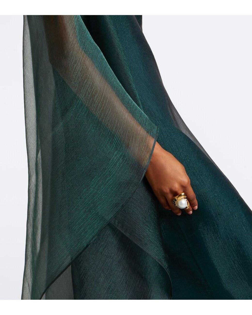Taller Marmo Blue Sphinx Sheer Draped Organza Kaftan