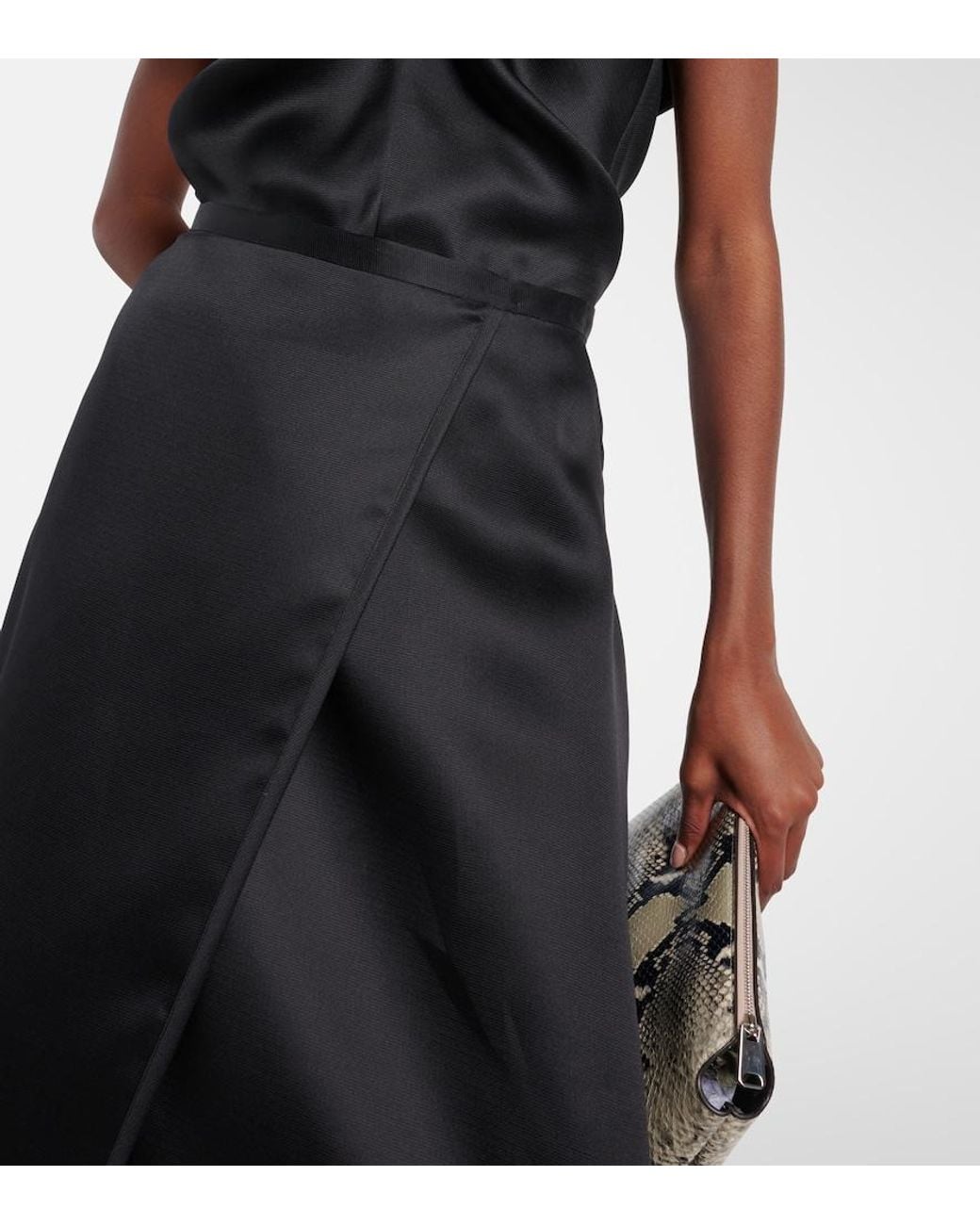 Khaite Black Mila Silk Maxi Skirt