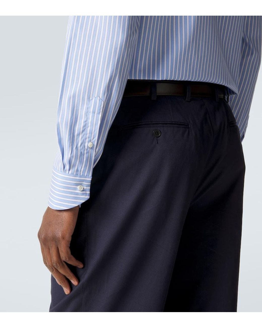 Canali Blue Striped Cotton Poplin Shirt for men