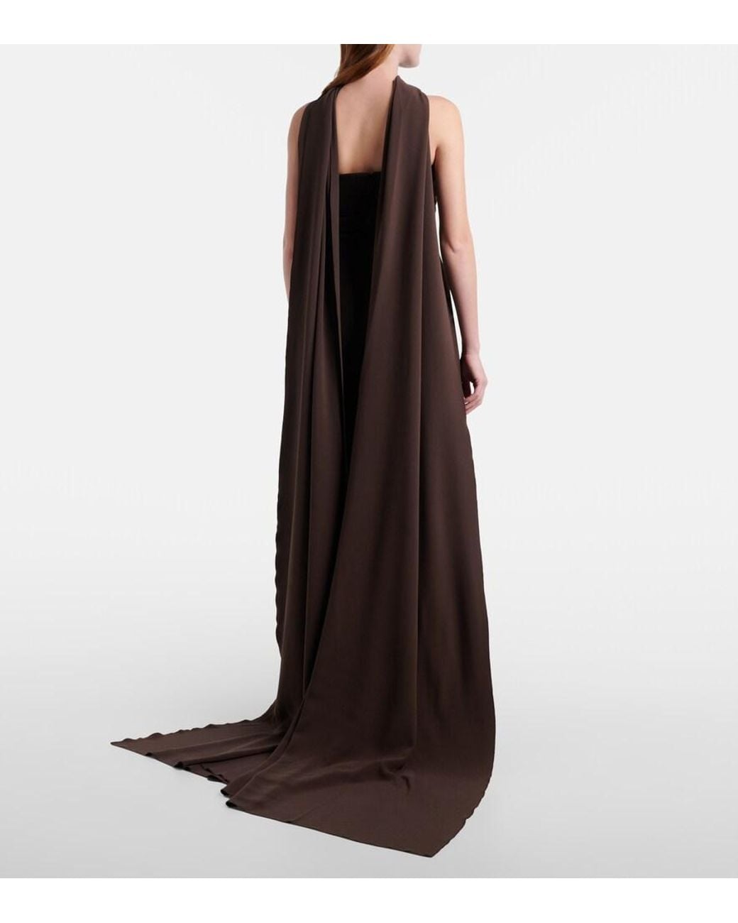Solace London Brown Martine Scarf-Detail Cocktail Dress