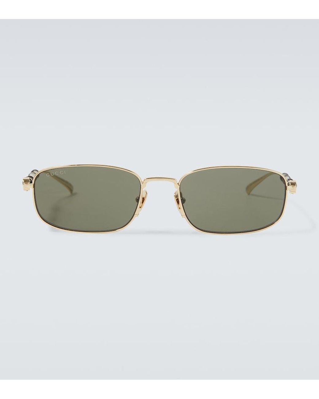 Gucci Green Bamboo Rectangular Sunglasses for men