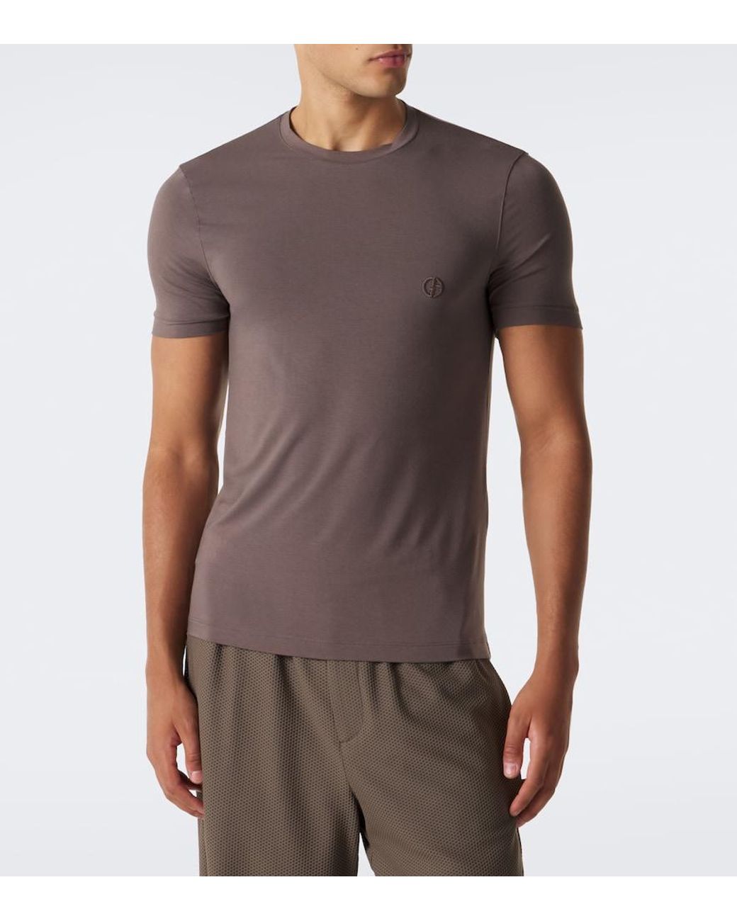 Giorgio Armani Brown Logo Jersey T-Shirt for men