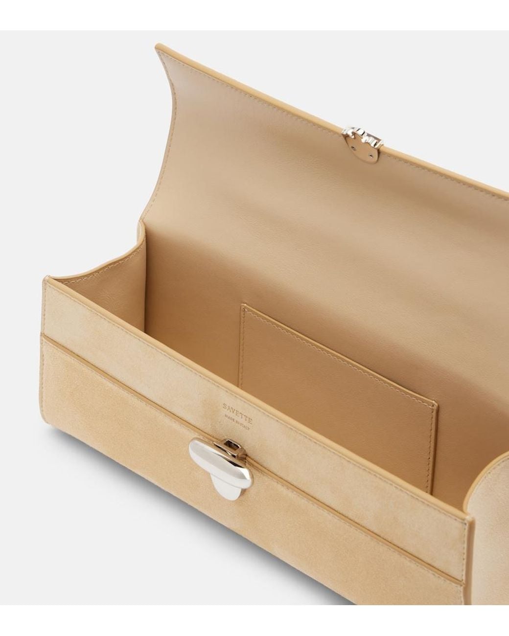 SAVETTE Natural Symmetry Slim Suede Top-Handle Bag