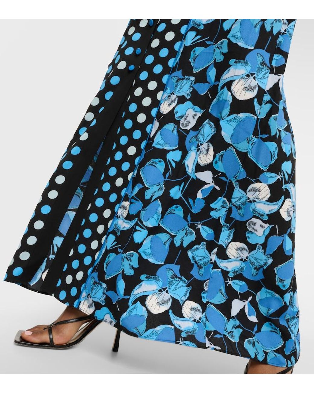 Diane von Furstenberg Blue Joshua Floral Crepe Maxi Dress
