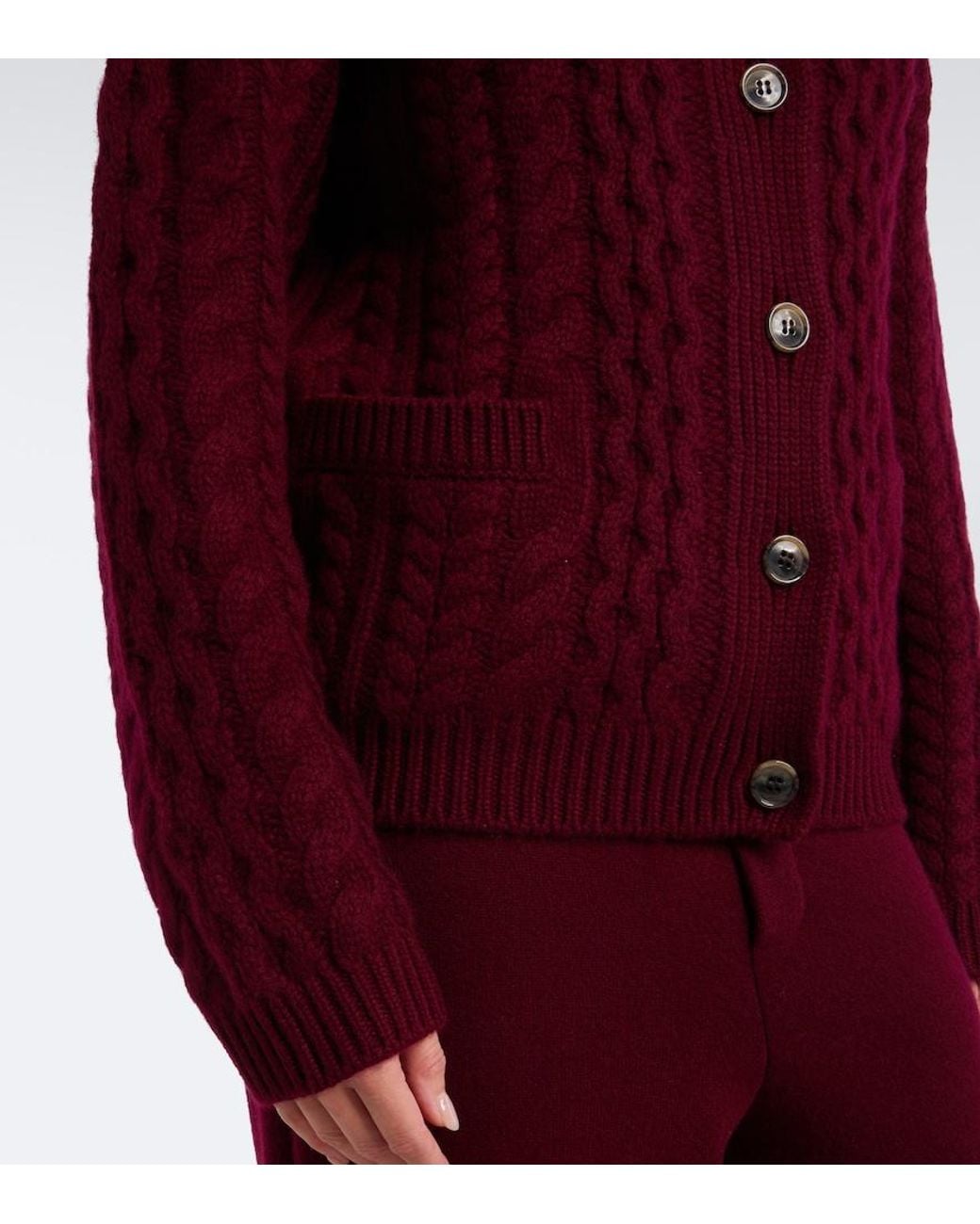 Lisa Yang Purple Cable-Knit Cashmere Cardigan