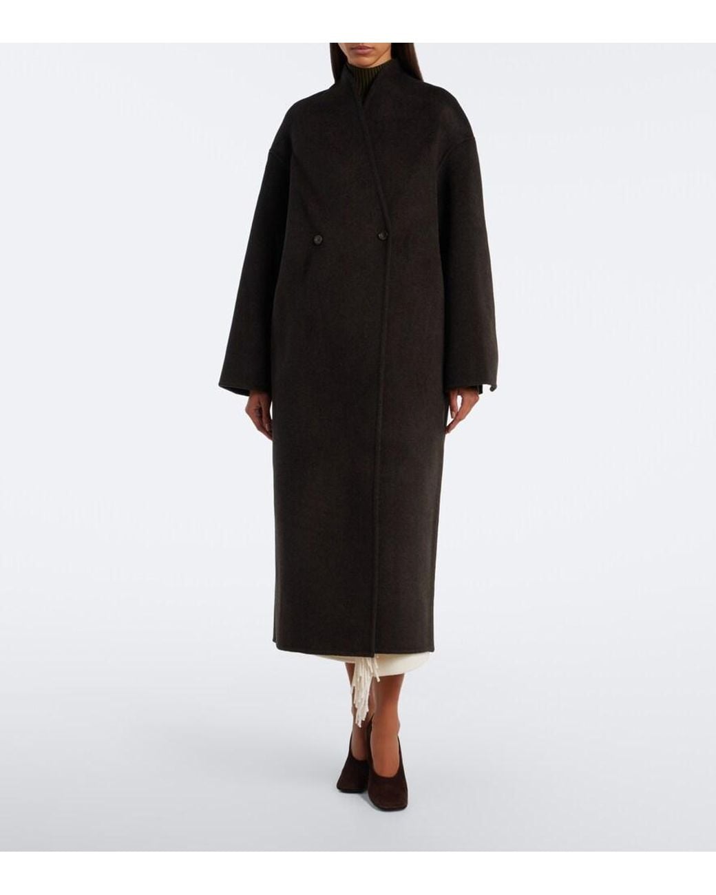 Loulou de Saison Black Aris Double-Breasted Wool And Cashmere Coat
